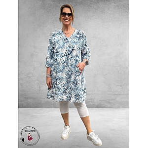 Studio Jurk BRIGITTE Wit-Blauw-Flowers